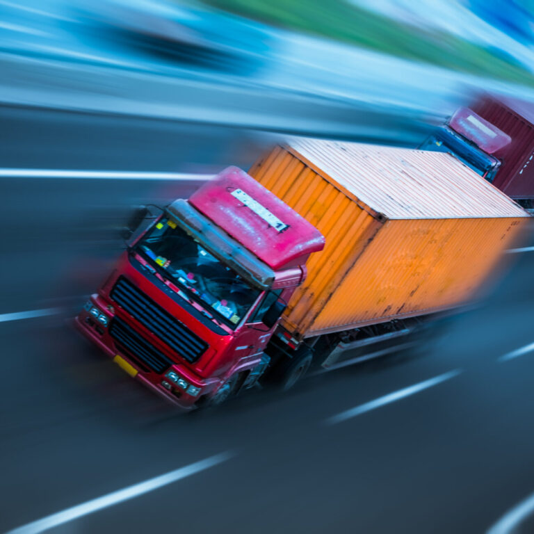 motion trucks on the freeway.